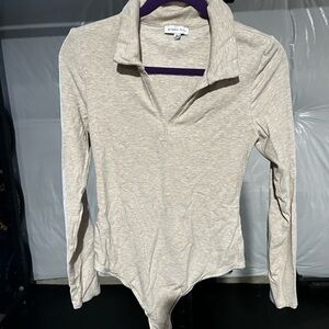 Gianni Bini Cream Long Sleeve Bodysuit